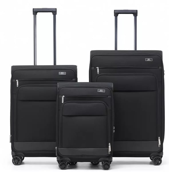 סט מזוודות בד איכותיות מבית המותג ETERNITY סדרת San Diego - שחור-