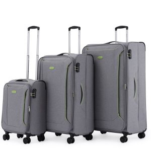 סט 3 מזוודות בד מבית המותג היוקרתי Tesla – דגם San Francisco-אפור1