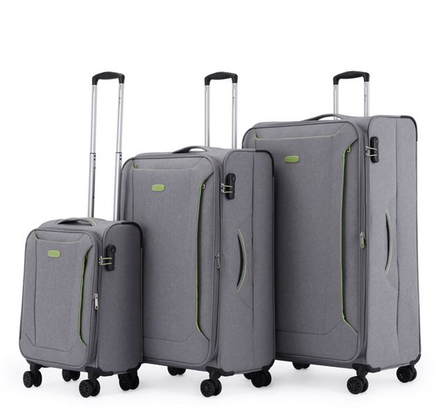 סט 3 מזוודות בד מבית המותג היוקרתי Tesla – דגם San Francisco-אפור1