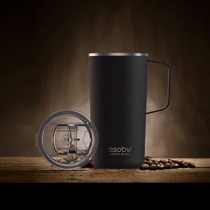 Tower Mug ספל תרמי נירוסטה ציפוי קרמי פנימי PURAMIC מכסה טריטן 600 מ"ל מבית ASOBU