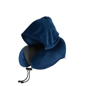 "MEMORY FOAM" כרית נסיעות לצוואר מרופדת עם קפוצ'ון בתיק PVC קשיח עגול