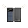 פאוור בנק סוללת גיבוי 10,000mAh משולב עם טעינה סולארית הכולל 4 כבלים נשלפים 2 פנסי לד וצג דיגיטלי