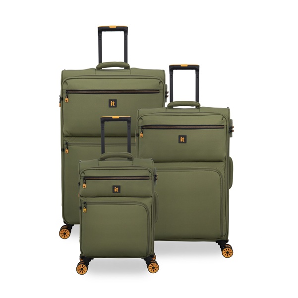 סט מזוודות בד הקלות בעולם 3 יח' 30-25-20 מבית IT Luggage דגם C- ירוק