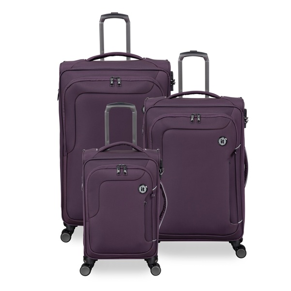 סט מזוודות בד קלות 3 יח' 30-25-20 מבית IT Luggage דגם TELEPORTED- סגול שזיף סט מזוודות בד קלות 3 יח' 30-25-20 מבית IT Luggage דגם TELEPORTED- סגול שזיף
