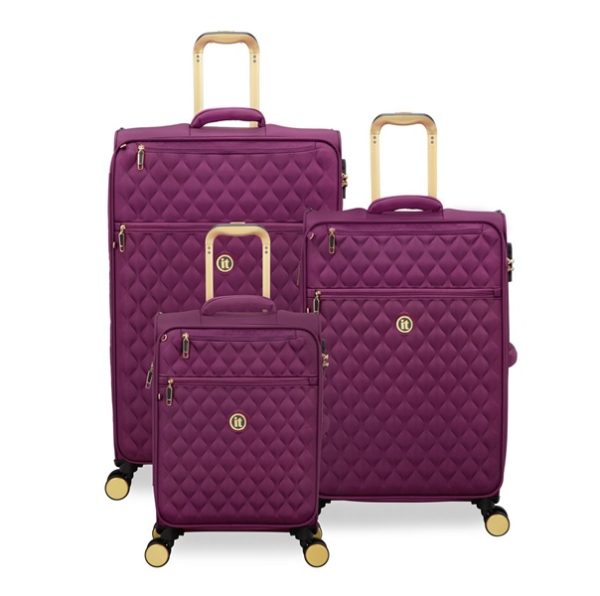 סט מזוודות בד קלות במשקל נוצה 3 יח' 30-25-20 מבית IT Luggage דגם GLIMMERING- סגול