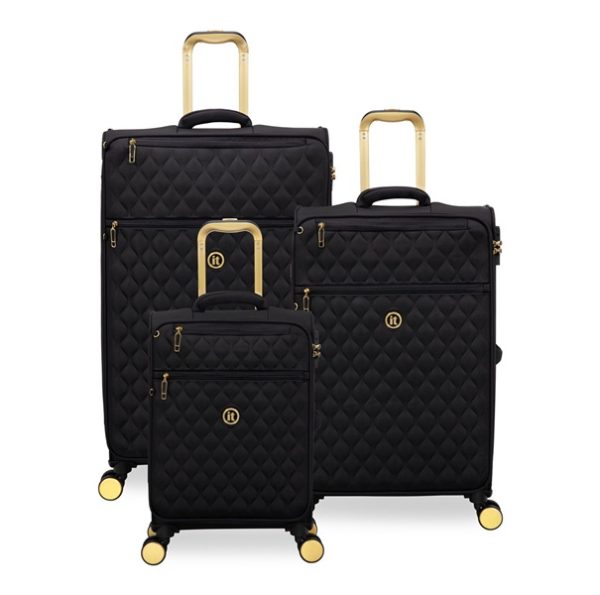 סט מזוודות בד קלות במשקל נוצה 3 יח' 30-25-20 מבית IT Luggage דגם GLIMMERING- שחור