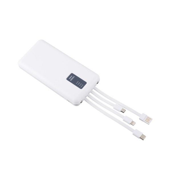 פאוור בנק סוללת גיבוי 10,000mAh הכולל 4 כבלים נשלפים 2 פנסי לד וצג דיגיטלי-3