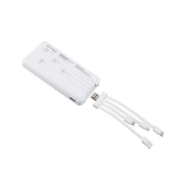 פאוור בנק סוללת גיבוי 10,000mAh הכולל 4 כבלים נשלפים 2 פנסי לד וצג דיגיטלי-4